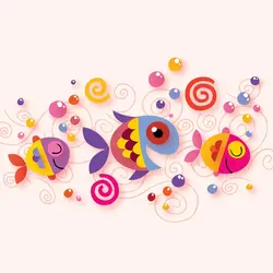 پوستر اتاق کودک و نوزاد طرح ماهی های کارتونی