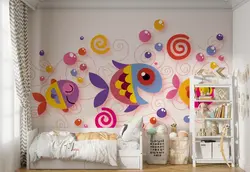 پوستر اتاق کودک و نوزاد طرح ماهی های کارتونی