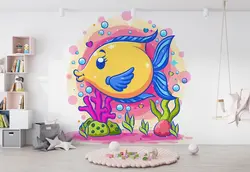 پوستر 3 بعدی اتاق کودک و نوزاد طرح بازی ماهی زرد