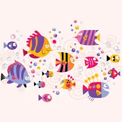 پوستر دیواری اتاق کودک و نوزاد طرح ماهی های رنگی