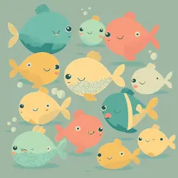 پوستر دیواری اتاق کودک و نوزاد طرح ماهی