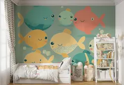 پوستر دیواری اتاق کودک و نوزاد طرح ماهی