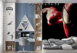 کاغذ دیواری اتاق پسرانه طرح  کلوز آپ مرد عنکبوتی