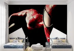 کاغذ دیواری اتاق پسرانه طرح  کلوز آپ مرد عنکبوتی