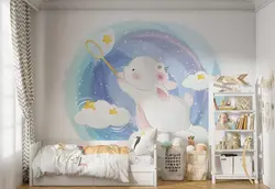 کاغذ دیواری  اتاق کودک و نوزاد طرح خرگوش بازیگوش