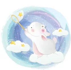 کاغذ دیواری  اتاق کودک و نوزاد طرح خرگوش بازیگوش