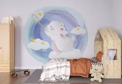 کاغذ دیواری  اتاق کودک و نوزاد طرح خرگوش بازیگوش