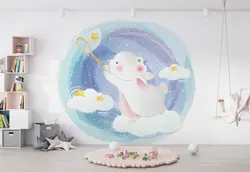 کاغذ دیواری  اتاق کودک و نوزاد طرح خرگوش بازیگوش