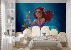 کاغذ دیواری برای اتاق کودک طرح پری دریایی