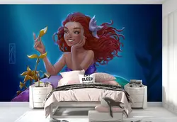 کاغذ دیواری برای اتاق کودک طرح پری دریایی