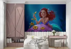 کاغذ دیواری برای اتاق کودک طرح پری دریایی