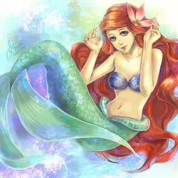 کاغذ دیواری نقاشی آبرنگ  اتاق کودک طرح پری دریایی