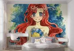 پوستر نقاشی برای اتاق کودک طرح کارتون پری دریایی