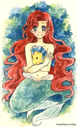 پوستر نقاشی برای اتاق کودک طرح کارتون پری دریایی