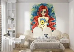 پوستر نقاشی برای اتاق کودک طرح کارتون پری دریایی