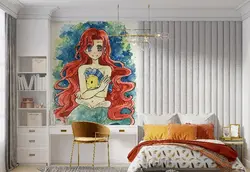 پوستر نقاشی برای اتاق کودک طرح کارتون پری دریایی