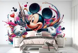 پوستر نقاشی آبرنگ برای اتاق کودک و نوزاد طرح میکی موس