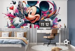 پوستر نقاشی آبرنگ برای اتاق کودک و نوزاد طرح میکی موس