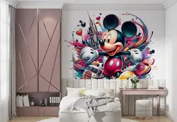 پوستر نقاشی آبرنگ برای اتاق کودک و نوزاد طرح میکی موس
