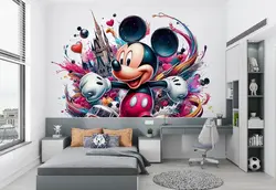 پوستر نقاشی آبرنگ برای اتاق کودک و نوزاد طرح میکی موس