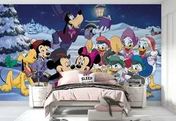 کاغذ دیواری اتاق کودک و نوزاد طرح شخصیت های کارتون میکی موس