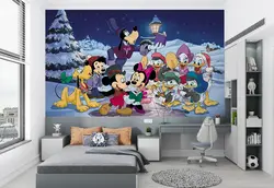 کاغذ دیواری اتاق کودک و نوزاد طرح شخصیت های کارتون میکی موس