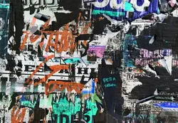 پوستر مدرن طرح دیوار پر از تبلیغات قدیمی