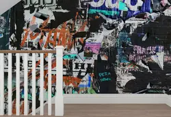 پوستر مدرن طرح دیوار پر از تبلیغات قدیمی