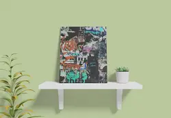 پوستر مدرن طرح دیوار پر از تبلیغات قدیمی