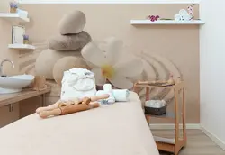 کاغذ دیواری سالن ماساژ طرح سنگ ذن روی ماسه ها