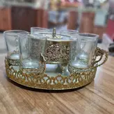 ست کامل سینی کف آینه به همراه استکان و قندان