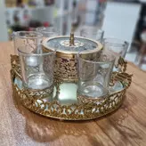ست کامل سینی کف آینه به همراه استکان و قندان