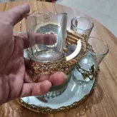 ست کامل سینی کف آینه به همراه استکان و قندان