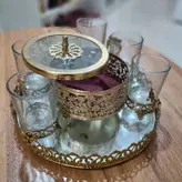 ست کامل سینی کف آینه به همراه استکان و قندان