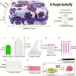 کیف حمل وسایل نقاشی با الماس پروانه بنفش کوچک - نقاشی با الماس