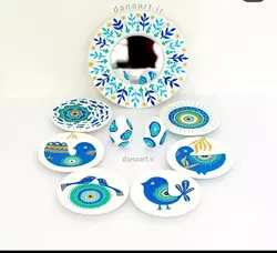 ست سفره هفت سین چشم نظر گرد سفال بشقاب