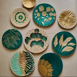 ست دیوار کوب گل برجسته ورق طلا