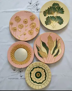 ست دیوار کوب برجسته ورق طلا