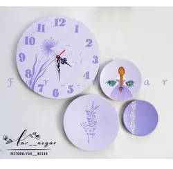 ست ساعت دیواری دیوار کوب دخترونه بنفش