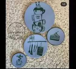 ست دیوار کوب کافه تم کافه کیک خاکستری