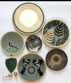 ست دیوار کوب سبز لجنی آینه برجسته طرح پرنده