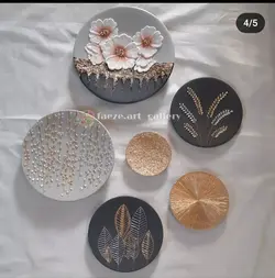 ست دیوار کوب برجسته طرح گل ورق طلا توسی