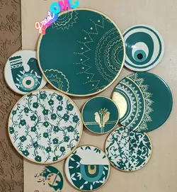 ست دیوار کوب ست دیوار کوب سبز وطلایی طرح پرنده چشم نظر