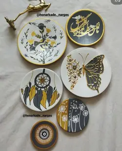 ست دیوار کوب زرد سفید توسی طلایی طرح پروانه برجسته