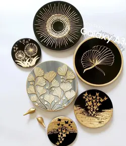 ست دیوار کوب طلایی مشکی برجسته ورق طلا