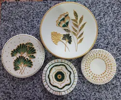 ست دیوار کوب برجسته کرمی سبز طرح گل وبرگ