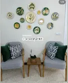 ست دیوار کوب کرم سبز برجسته طرح گل برگ ورق طلا ۱۳ تیکه