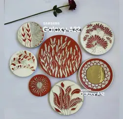 ست دیوار کوب نارنجی کرم طرح برجسته ورق نقره