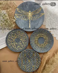 ست دیوار کوب پتینه توسی وطلایی طرح سنجاقک برجسته