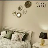 ست دیوار کوب سبز پسته ای وسفید طرح برجسته برگ وگل وآینه